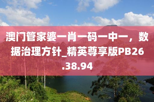 澳门管家婆一肖一码一中一，数据治理方针_精英尊享版PB26.38.94