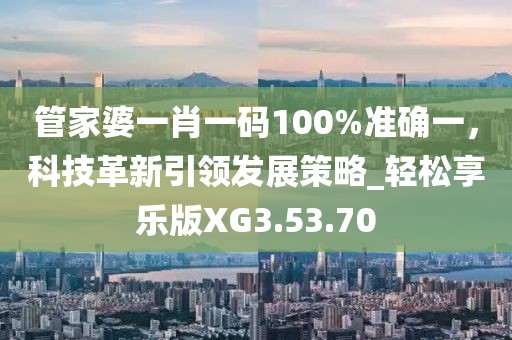 管家婆一肖一码100%准确一，科技革新引领发展策略_轻松享乐版XG3.53.70