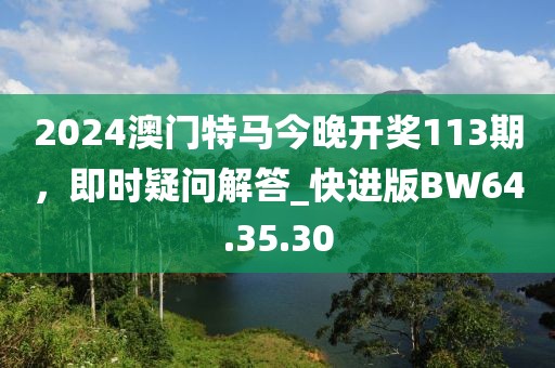 2024澳门特马今晚开奖113期，即时疑问解答_快进版BW64.35.30