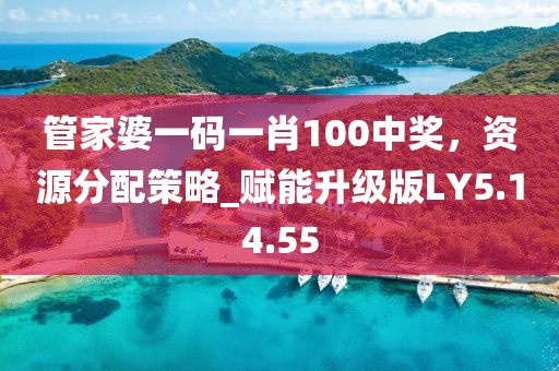 管家婆一码一肖100中奖，资源分配策略_赋能升级版LY5.14.55