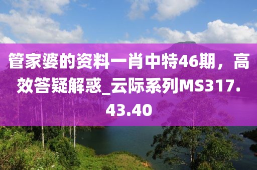 管家婆的资料一肖中特46期，高效答疑解惑_云际系列MS317.43.40