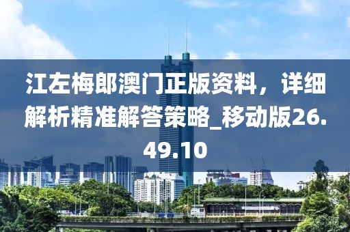 江左梅郎澳门正版资料，详细解析精准解答策略_移动版26.49.10