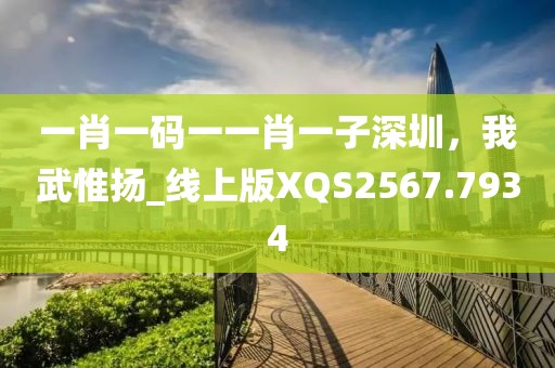 一肖一码一一肖一子深圳，我武惟扬_线上版XQS2567.7934
