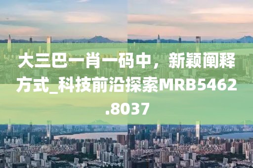 大三巴一肖一码中，新颖阐释方式_科技前沿探索MRB5462.8037