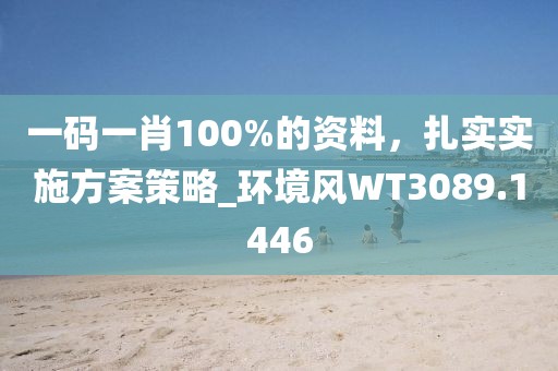 一码一肖100%的资料，扎实实施方案策略_环境风WT3089.1446