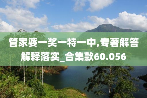 管家婆一奖一特一中,专著解答解释落实_合集款60.056