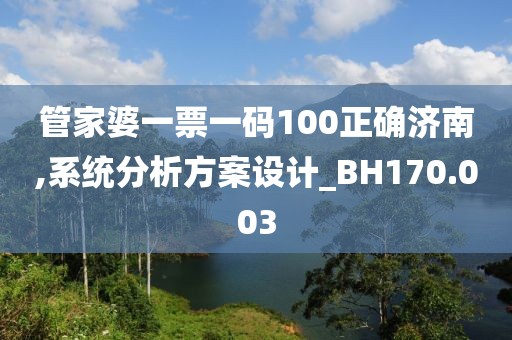 管家婆一票一码100正确济南,系统分析方案设计_BH170.003