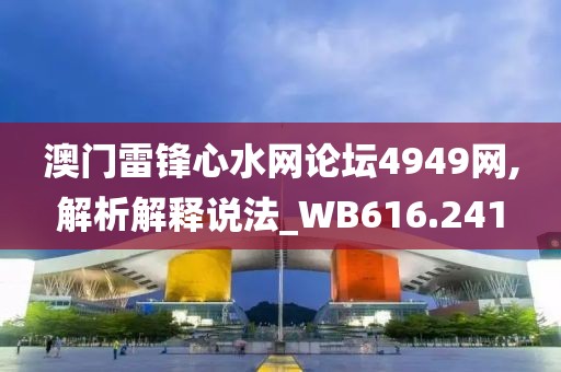 澳门雷锋心水网论坛4949网,解析解释说法_WB616.241