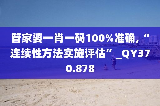 管家婆一肖一码100%准确,“连续性方法实施评估”_QY370.878