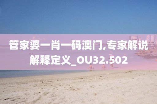 管家婆一肖一码澳门,专家解说解释定义_OU32.502