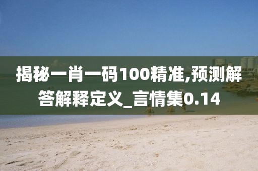 揭秘一肖一码100精准,预测解答解释定义_言情集0.14