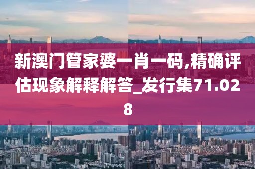 新澳门管家婆一肖一码,精确评估现象解释解答_发行集71.028