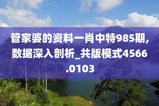 管家婆的资料一肖中特985期,数据深入剖析_共版模式4566.0103