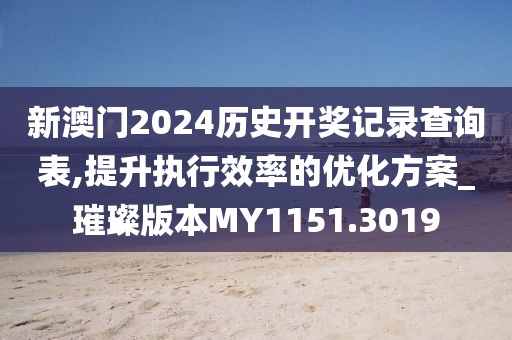 新澳门2024历史开奖记录查询表,提升执行效率的优化方案_璀璨版本MY1151.3019