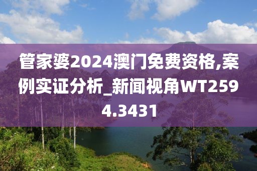 管家婆2024澳门免费资格,案例实证分析_新闻视角WT2594.3431