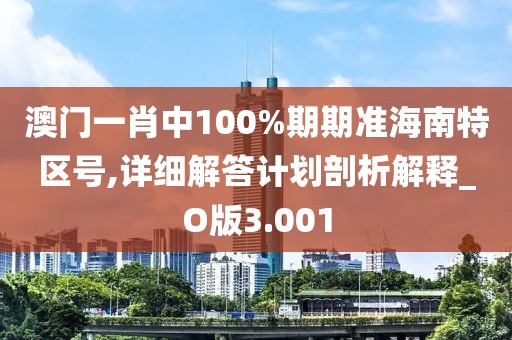 澳门一肖中100%期期准海南特区号,详细解答计划剖析解释_O版3.001