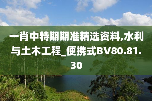 一肖中特期期准精选资料,水利与土木工程_便携式BV80.81.30