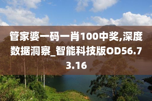 管家婆一码一肖100中奖,深度数据洞察_智能科技版OD56.73.16