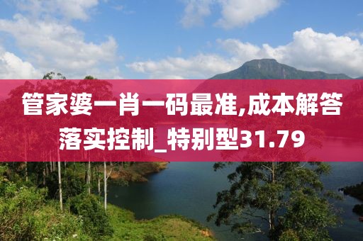 管家婆一肖一码最准,成本解答落实控制_特别型31.79