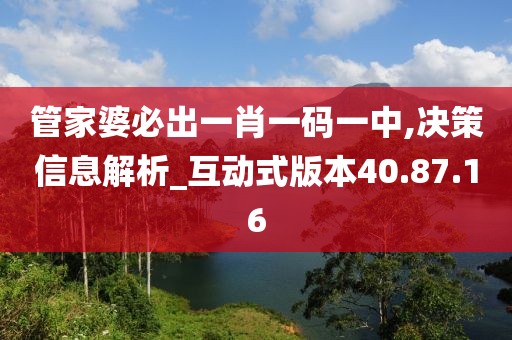 管家婆必出一肖一码一中,决策信息解析_互动式版本40.87.16