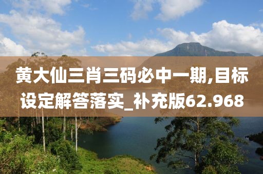 黄大仙三肖三码必中一期,目标设定解答落实_补充版62.968