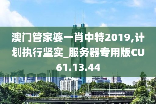 澳门管家婆一肖中特2019,计划执行坚实_服务器专用版CU61.13.44