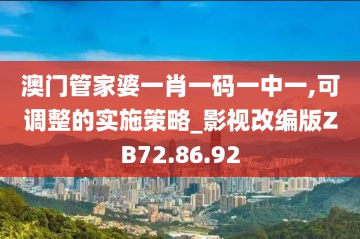 澳门管家婆一肖一码一中一,可调整的实施策略_影视改编版ZB72.86.92
