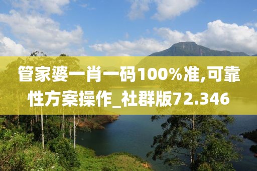 管家婆一肖一码100%准,可靠性方案操作_社群版72.346