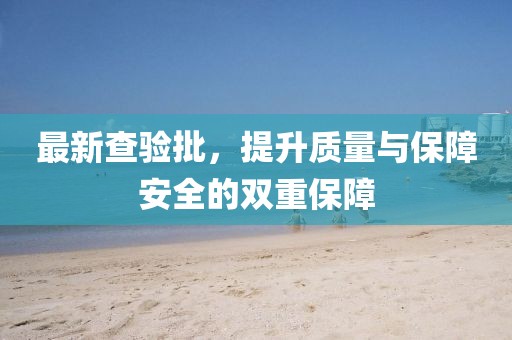 最新查验批，提升质量与保障安全的双重保障
