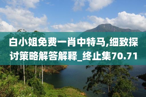 白小姐免费一肖中特马,细致探讨策略解答解释_终止集70.71