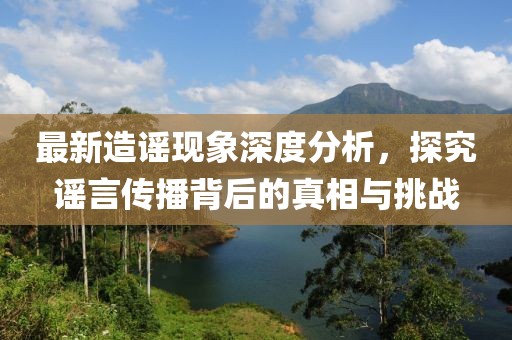 最新造谣现象深度分析，探究谣言传播背后的真相与挑战