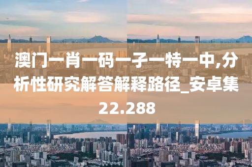 澳门一肖一码一孑一特一中,分析性研究解答解释路径_安卓集22.288