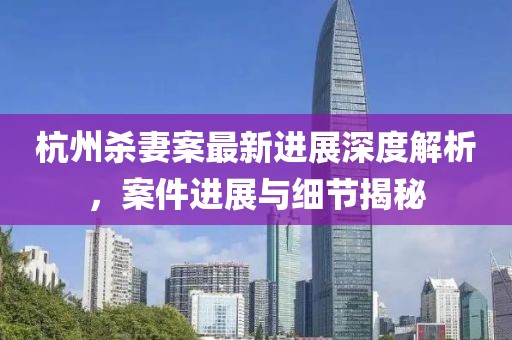 杭州杀妻案最新进展深度解析，案件进展与细节揭秘