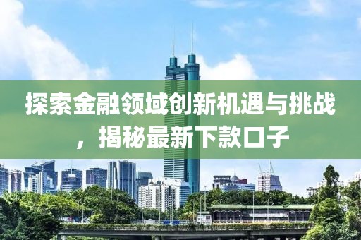 探索金融领域创新机遇与挑战，揭秘最新下款口子