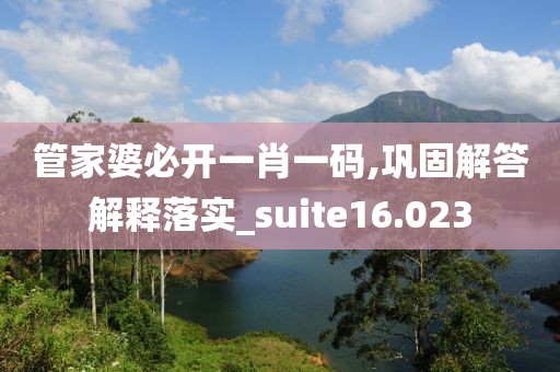 管家婆必开一肖一码,巩固解答解释落实_suite16.023
