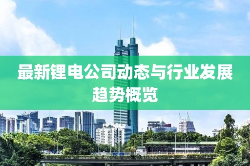 最新锂电公司动态与行业发展趋势概览