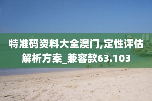 特准码资料大全澳门,定性评估解析方案_兼容款63.103