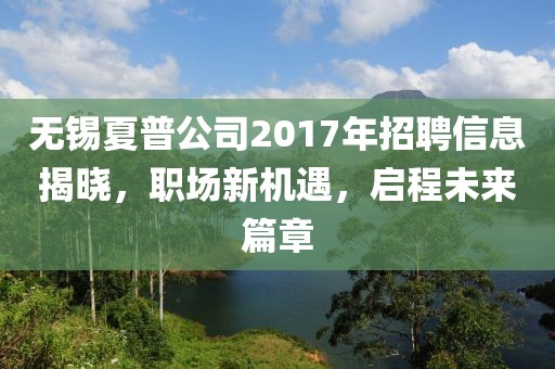 无锡夏普公司2017年招聘信息揭晓，职场新机遇，启程未来篇章