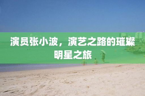 演员张小波，演艺之路的璀璨明星之旅
