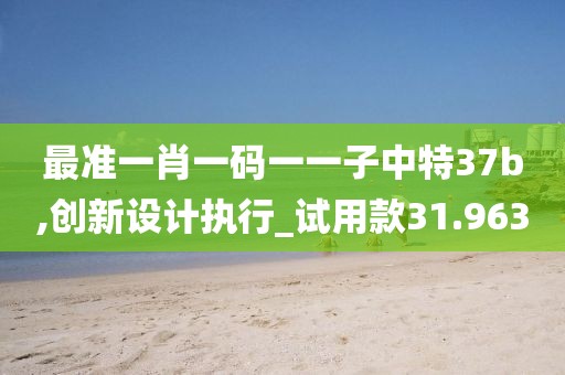 最准一肖一码一一子中特37b,创新设计执行_试用款31.963