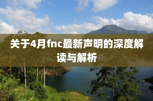 关于4月fnc最新声明的深度解读与解析
