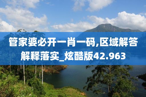 管家婆必开一肖一码,区域解答解释落实_炫酷版42.963