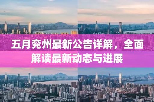 五月兖州最新公告详解，全面解读最新动态与进展