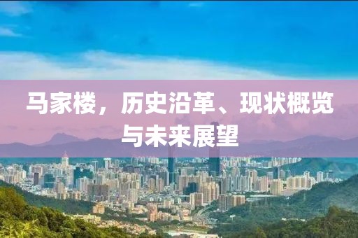 马家楼，历史沿革、现状概览与未来展望