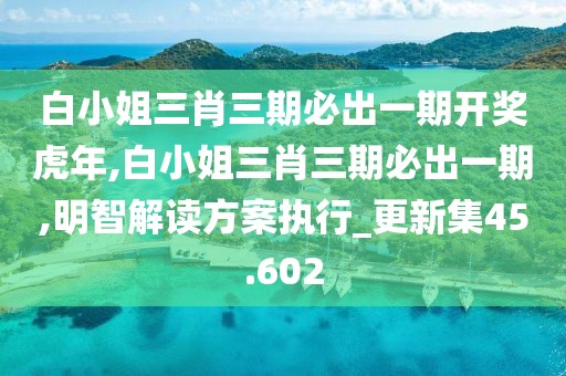 白小姐三肖三期必出一期开奖虎年,白小姐三肖三期必出一期,明智解读方案执行_更新集45.602