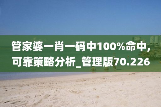 管家婆一肖一码中100%命中,可靠策略分析_管理版70.226