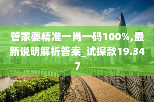 管家婆精准一肖一码100%,最新说明解析答案_试探款19.347