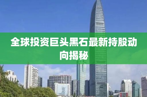 全球投资巨头黑石最新持股动向揭秘