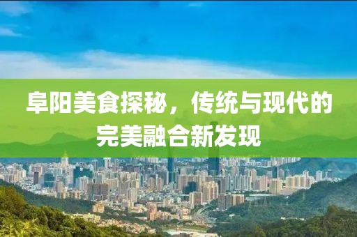 阜阳美食探秘，传统与现代的完美融合新发现