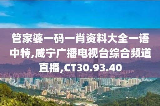 管家婆一码一肖资料大全一语中特,咸宁广播电视台综合频道直播,CT30.93.40